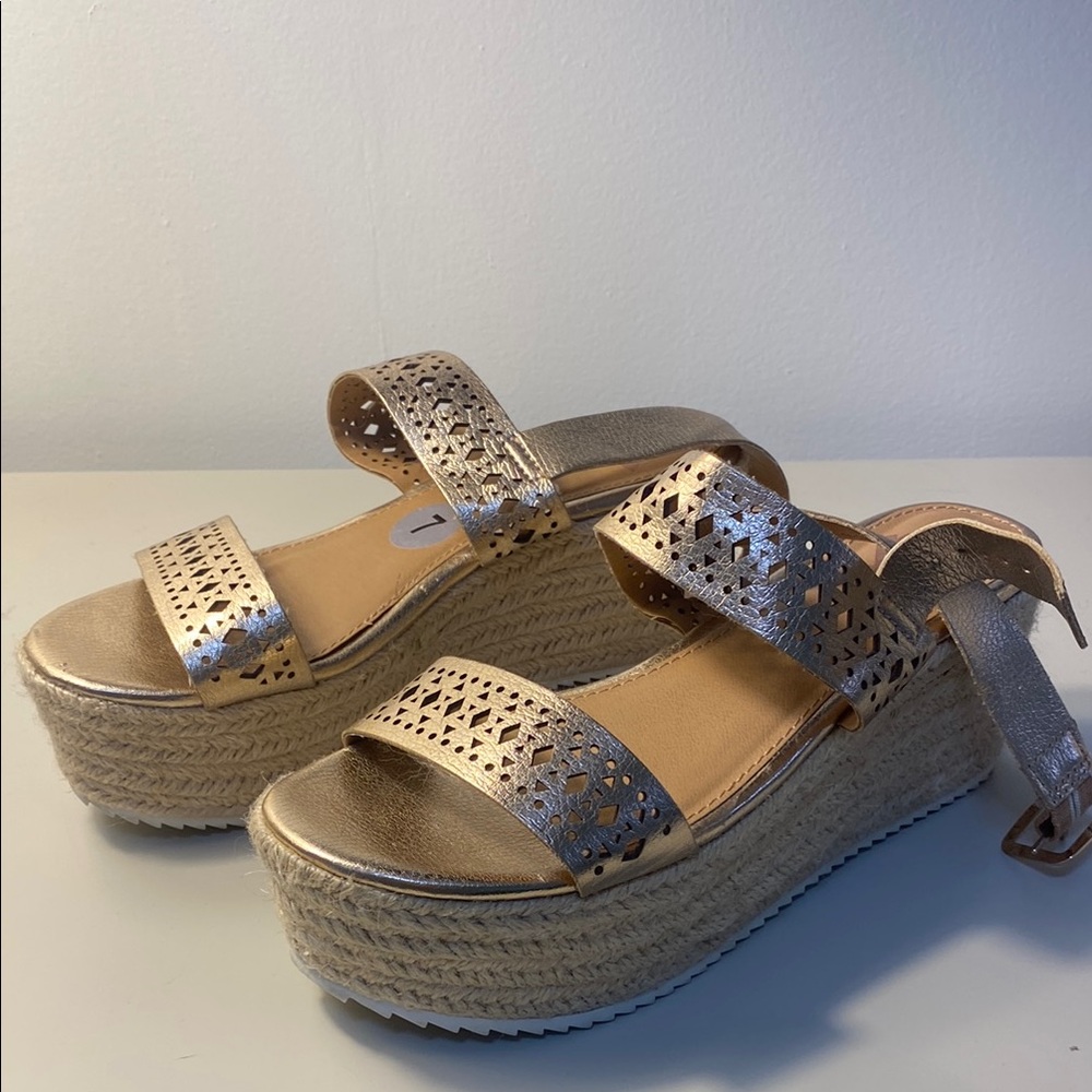 Gold Wedge Sandals